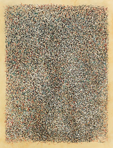 Mark Tobey | Ohne Titel, 1958 Tempera auf Karton 46 x 35,2 cm | U. 778 