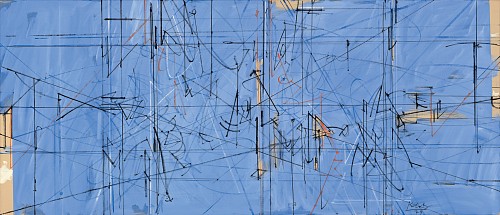 Lenz Klotz | Blaue Legende, 1974| Oel auf Leinwand 62 x 146 cm | Ref. 74/6