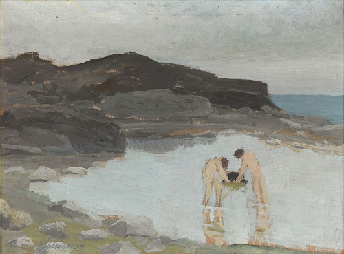 Ernesto Schiess | Badende Knaben im See, 1913 | Oel auf Malkarton, 40 x 53,5 cm | Ref. U. 770
