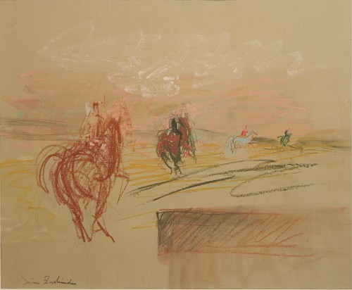 Irène Zurkinden |  Pferderennen, o. J.| Pastell auf Papier, 30,5 x 44 cm | Ref. 121/RS