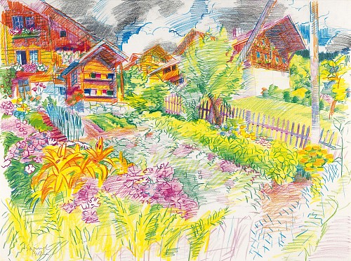 Frau Hodlers Garten, o.J.|Farbstift auf Papier|57 x 76 cm|Ref. 294