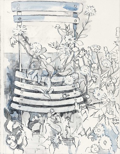 Gartenstuhl, 2011|Kohle, Acryl auf Leinwand|90 x 70 cm|Ref. 487