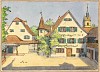 Wettsteinhaus (heutiges Spielzeugmuseum Riehen), 1962|Aquarell auf Papier|14 x 19 cm|Ref. U. 641
