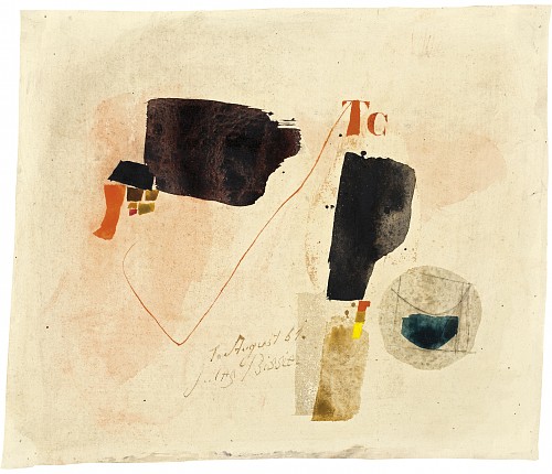 Julius Bissier|1.August 61, 1961|Eioeltempera auf selbstgrundierter Baumwolle, 22,5 x 26,5 cm|Ref. 80/AB