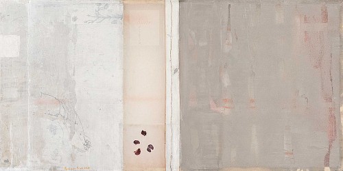 Gianriccardo Piccoli | Vanitas, Vanitatum, 2008 | Oel, Wachs, Asche, Papier, Rosenblätter auf Gaze, 100 x 195 cm | Ref. 1576