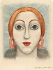 Frauenportrait mit orangen Ohrringen, 1930|Mischtechnik auf Papier|34 x 26 cm LM|42 x 31 cm (Blatt)|Ref. 101/NL