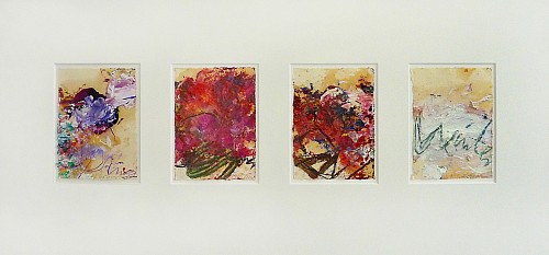 Vier Jahreszeiten, 2011|Oel, Kreide, Mischtechnik auf handgeschöpftem Büttenpapier|4-teilig, je 21 x 15 cm|Ref. 4675