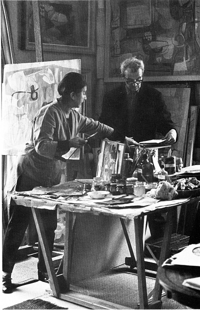 Serge Brignoni mit Graciela Aranis Brignoni im Atelier in Bern, 1975