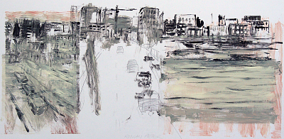 Ein und Aus, 2010 |Oel auf Papier| 30 x 57 cm |Ref. 390-1