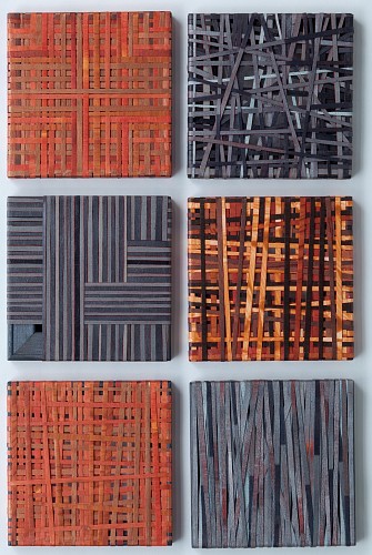 Rapold, Lukas |Nachrichten, 2011 |Acryl, Metallpigmente auf Leinwand zerschnitten, auf Keilrahmen montiert |je 20 x 20 cm |Ref. 90 - 95