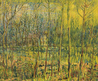 Rückseite: Teichlandschaft mit Haus, 1948 | Oel auf Leinwand | 44 x  52,5 cm | U. 853