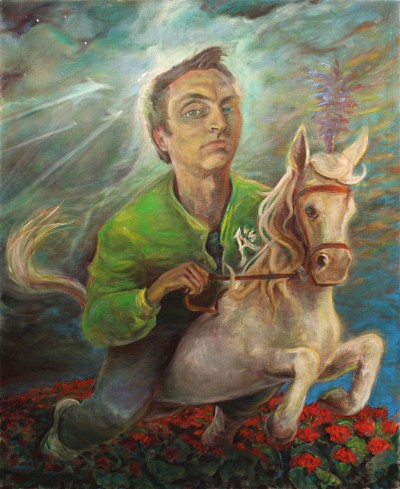 Selbstportrait mit Pferd, 2015 |Oel auf Leinwand, 185 x 150 cm | Ref. 1