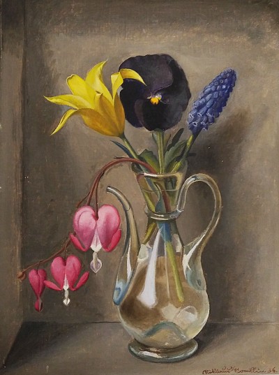Vorderseite: Blumenstillleben Rückseite: Maiskolben, 1936 | Oel auf Karton | 32,5 x 24 cm | U. 833