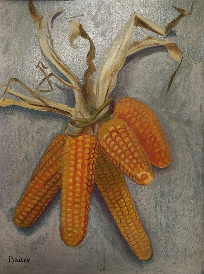 Vorderseite: Blumenstillleben Rückseite: Maiskolben, 1936 | Oel auf Karton | 32,5 x 24 cm | U. 833