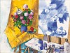 Samuel Buri| Ref. 656| Bouquet, gemalt in Blau, 2017| Aquarell, Kreide auf Papier, 46 x 61 cm