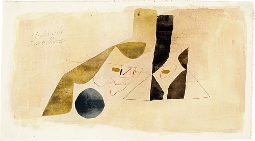 Julius Bissier|31.Jan.65, 1965|Eioeltempera auf selbstgrundierter Baumwolle, 19 x 33,8 cm|Ref. 89/AB