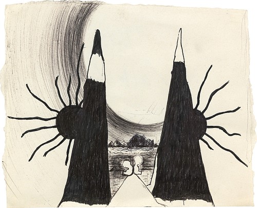 Enzo Cucchi |Ohne Titel, 1987 |Kugelschreiber auf Papier| 15,5 x 18,5 cm| Ref.  1/FB