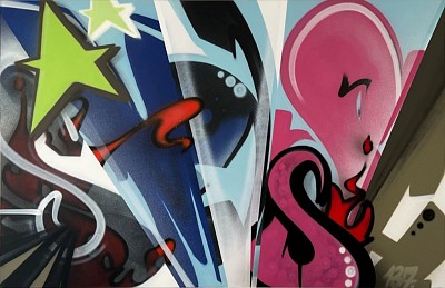 Ohne Titel, um 2011 | Acryl, Sprühlack auf Leinwand | 100 x 160 cm | Ref. 1/UB