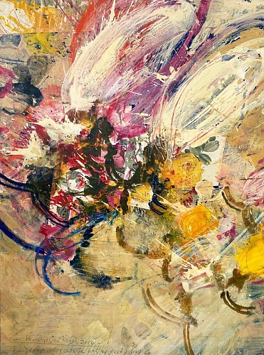 Lorenz Spring (1964) | Ein Jeder wird ernten, was er gesät hat, 2004 | Acryl, Dispersion, Collage auf Leinwand | 80 x 60 cm 
